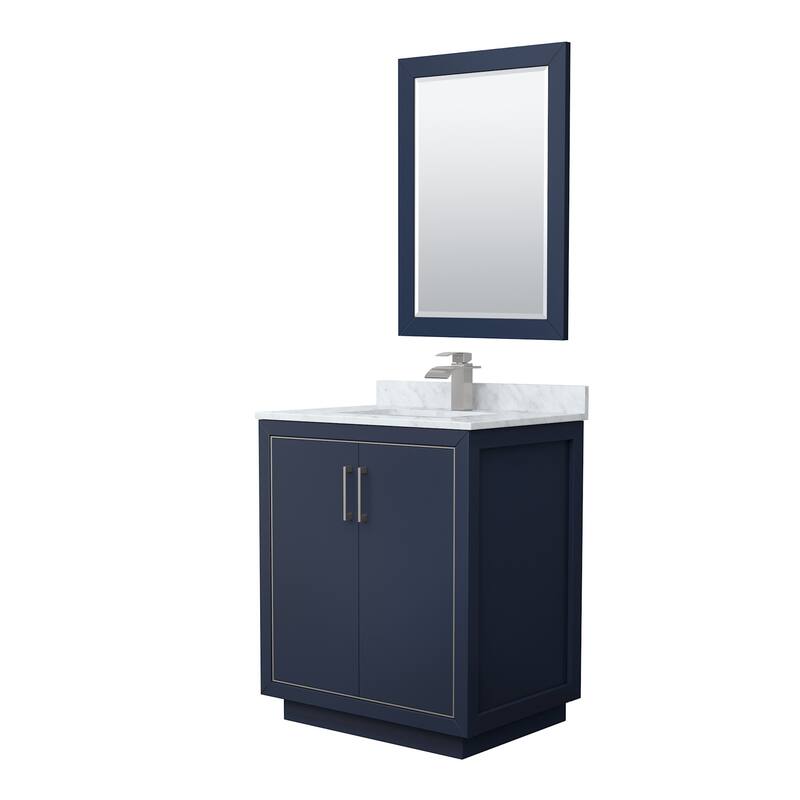 Wyndham Collection WCF1111-30S-NAT-M24 Icon 30" Free Standing Single - Dark Blue / Brushed Nickel Hardware