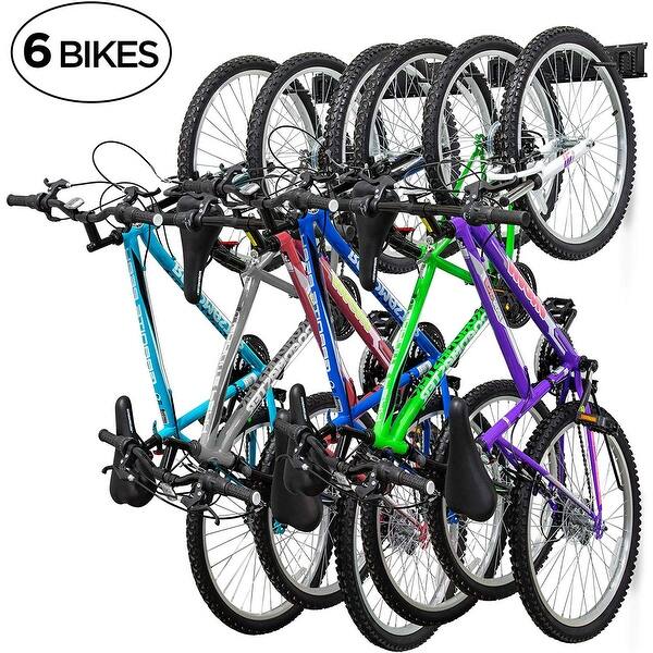 Shop Raxgo Garage Bike Rack Wall Mounted Bicycle Storage Hanger 6 Adjustable Hooks Universal For Indoor Home Use Overstock 30962618