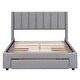 preview thumbnail 8 of 15, Full Size Upholstered Platform Bed with Headboard,Storage Drawers in Footboard