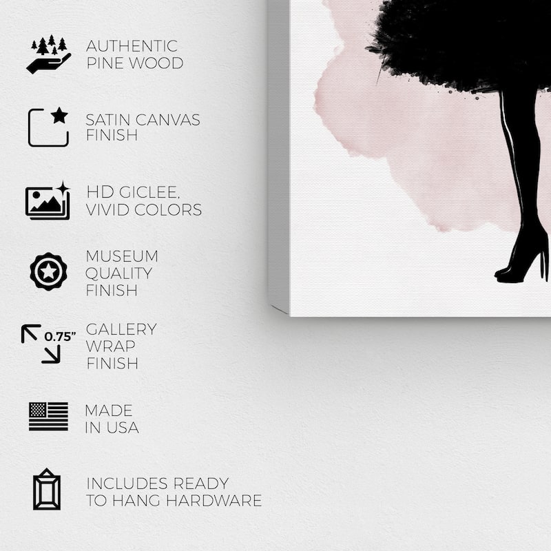 Wynwood Studio Canvas Fashion and Glam Fluff Couture Black and Glam Wall Art Canvas Print