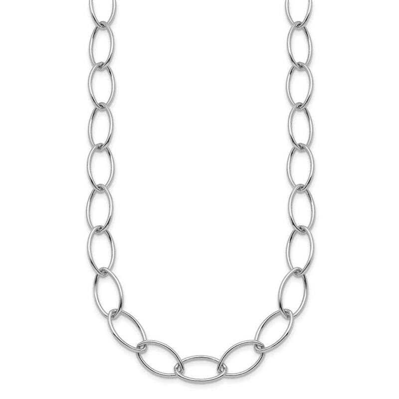 Curata 925 Sterling Silver Rhodium 9.2mm Oval Link Chain Necklace for Men