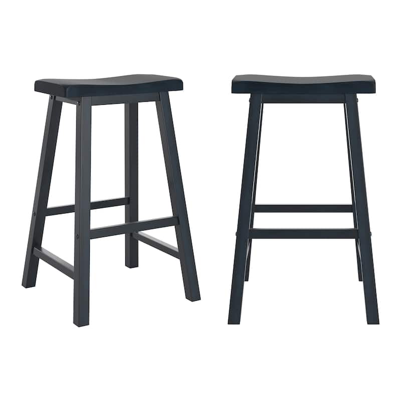Cadiz Saddle Seat 29" Bar Height Backless Stools (Set of 2) - Dark Denim