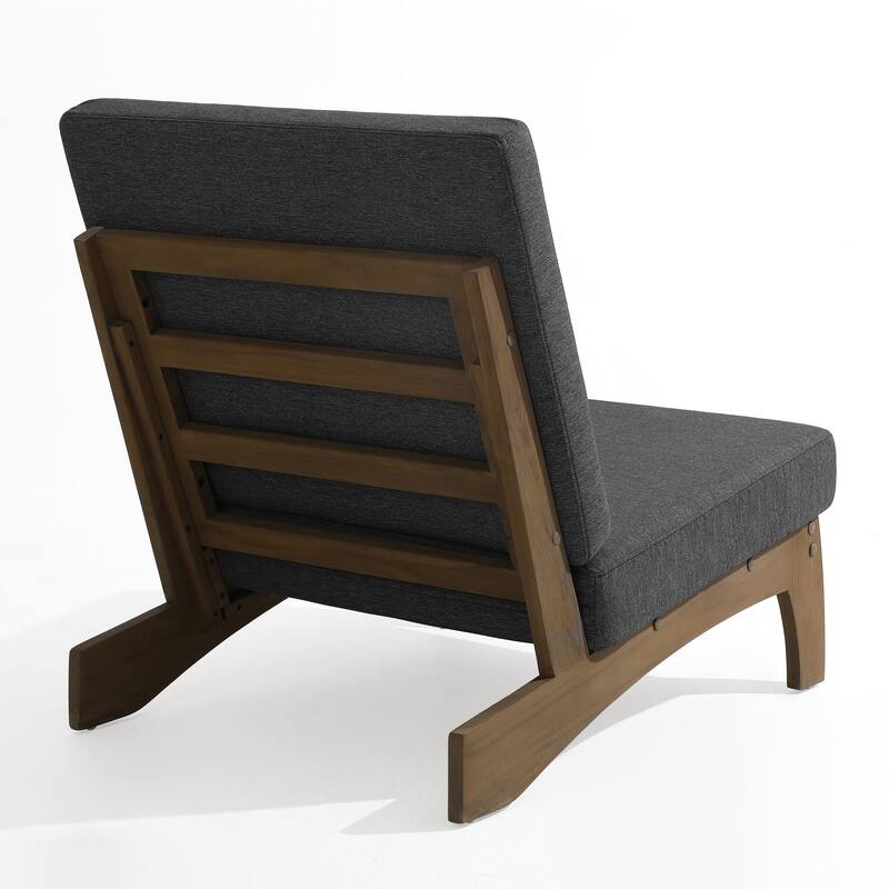 3 Piece Teak Wood Outdoor Conversation Chair Set with Table, Cushion