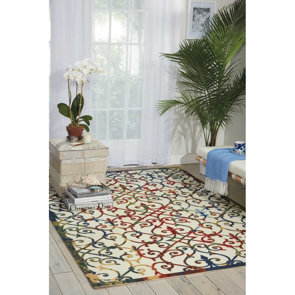 Nourison Geometric Trellis Indoor/ Outdoor Area Rug