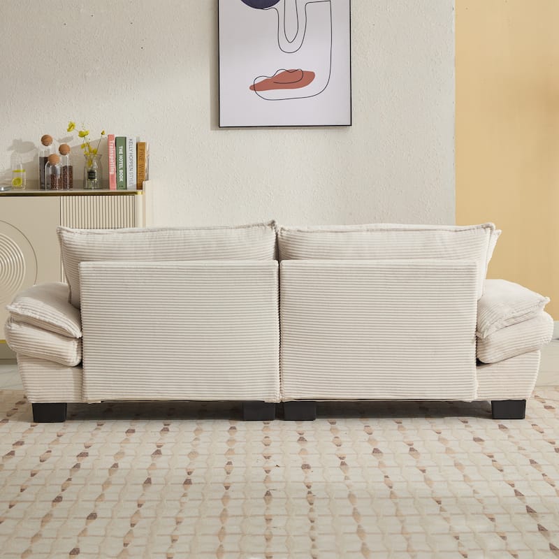 Corduroy Upholstered Loveseat Sofa, 2 Seater Sofa with Pillows, Deep Seat Sectional Sofa with Removable Cushions