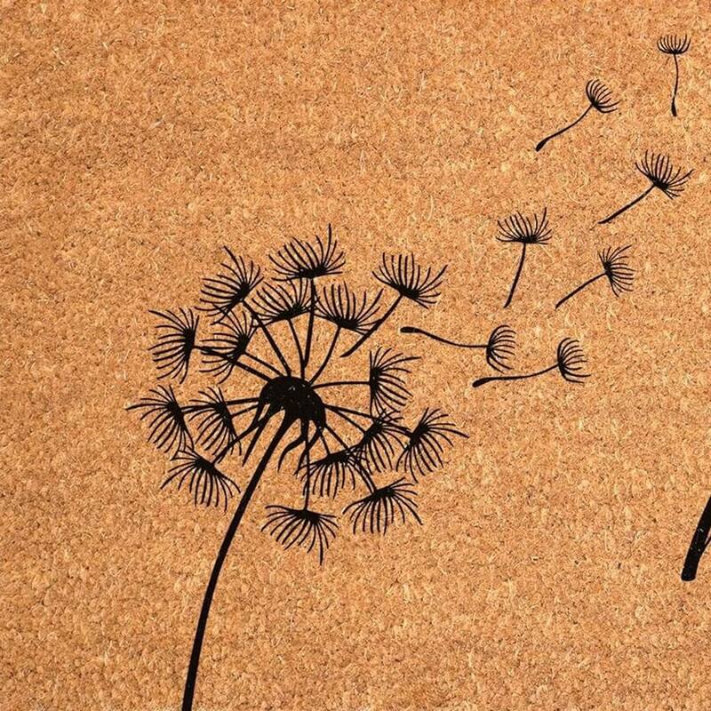 HomeRoots 30" X 48" Brown And Black Floral Hello Outdoor Coir Door Mat - 30.00' X '48.00