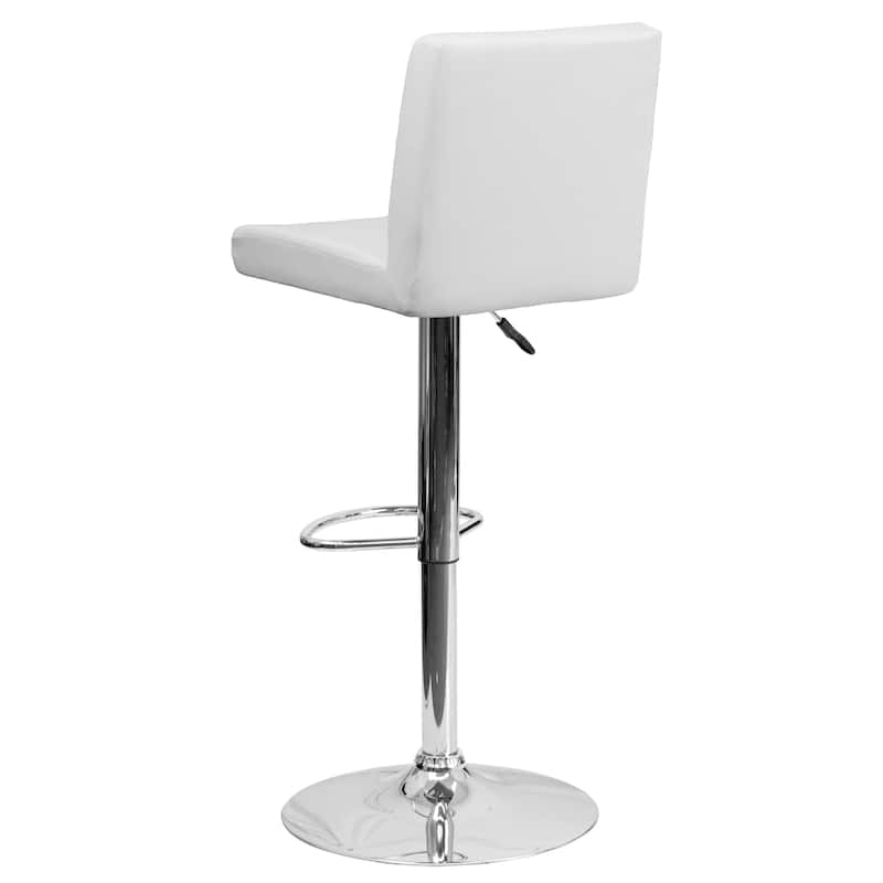2 Pack Contemporary Adjustable Height Barstool with Panel Back and Chrome Base