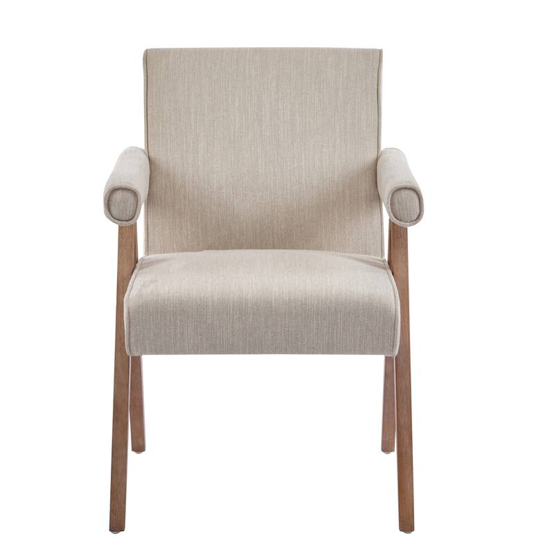 Roomfitters Modern Fabric Dining Armchair with Cushioned Seat, Mid-Century Accent Chair for Dining or Living Spaces