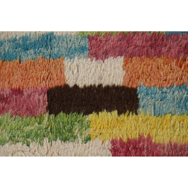 Plush Colorful Moroccan Area Rug Hand-Knotted Wool Carpet - 5'8" x 9'10"
