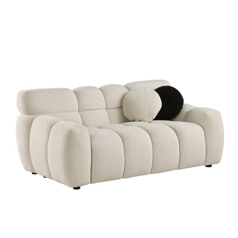 Two Sizes Of Teddy Velvet Upholstered Sofa
