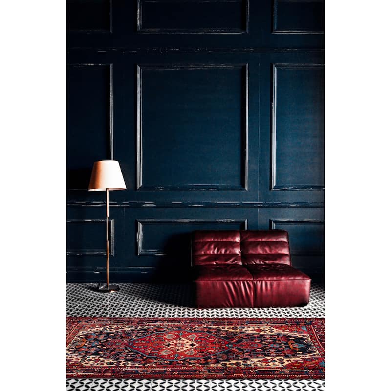 ECARPETGALLERY Hand-knotted Anatolian Vintage Dark Navy, Red Wool Rug - 4'10 x 9'11