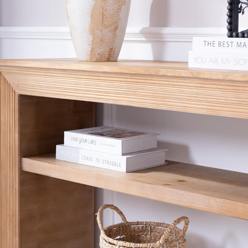 Modern Farmhouse Rustic Solid Wood Console Table with Storage Shelf