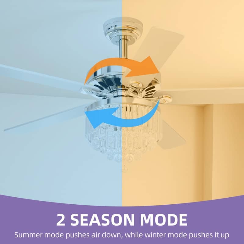 Moasis 52'' Crystal Chandelier Ceiling Fan Light with Remote