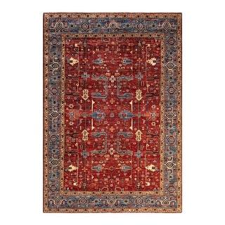 One of a Kind Hand Knotted Traditional Tribal Traditional Area Rug - 8' 11" X 6' 1"