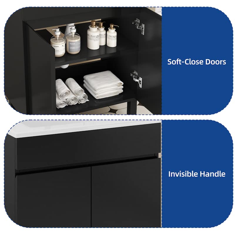Moasis 24 Inch Bathroom Vanity with Undermount Sink and Soft Close Door Modern Design
