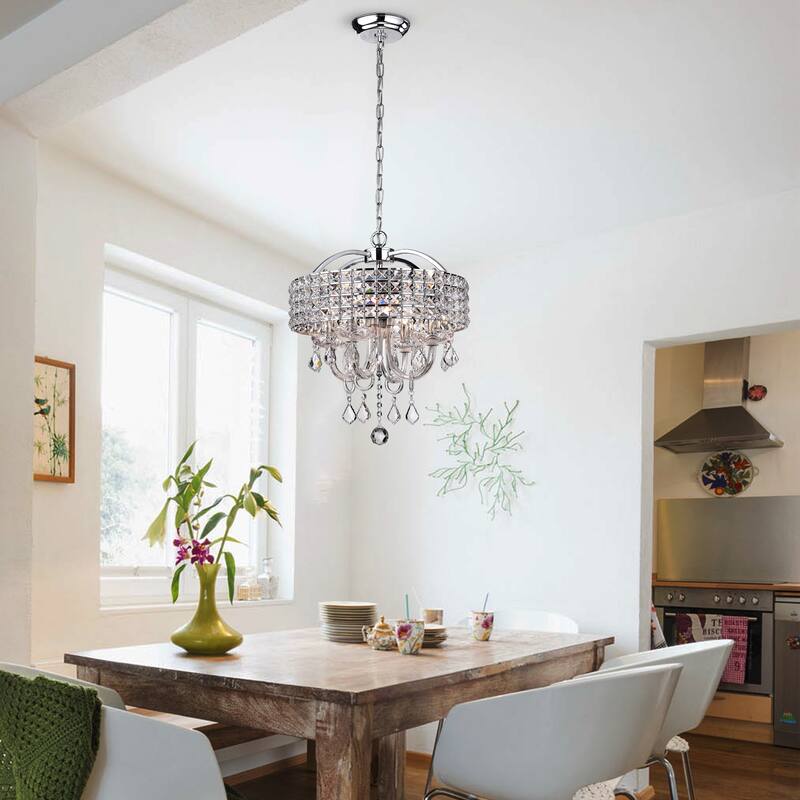 Anteron 4-Light Chrome Crystal Chandelier - Chrome Finish