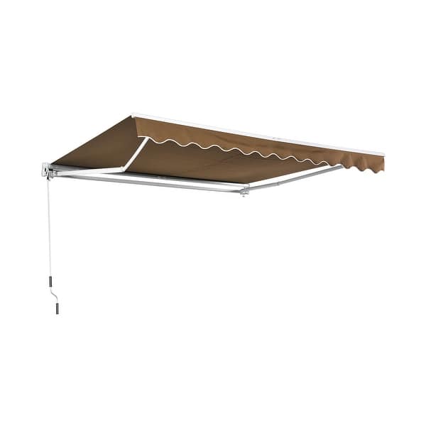 Shop Outsunny 10 X 8 Manual Retractable Sun Shade Patio Awning With Uv Protection And Easy Crank Opening Coffee Brown Overstock 22466539