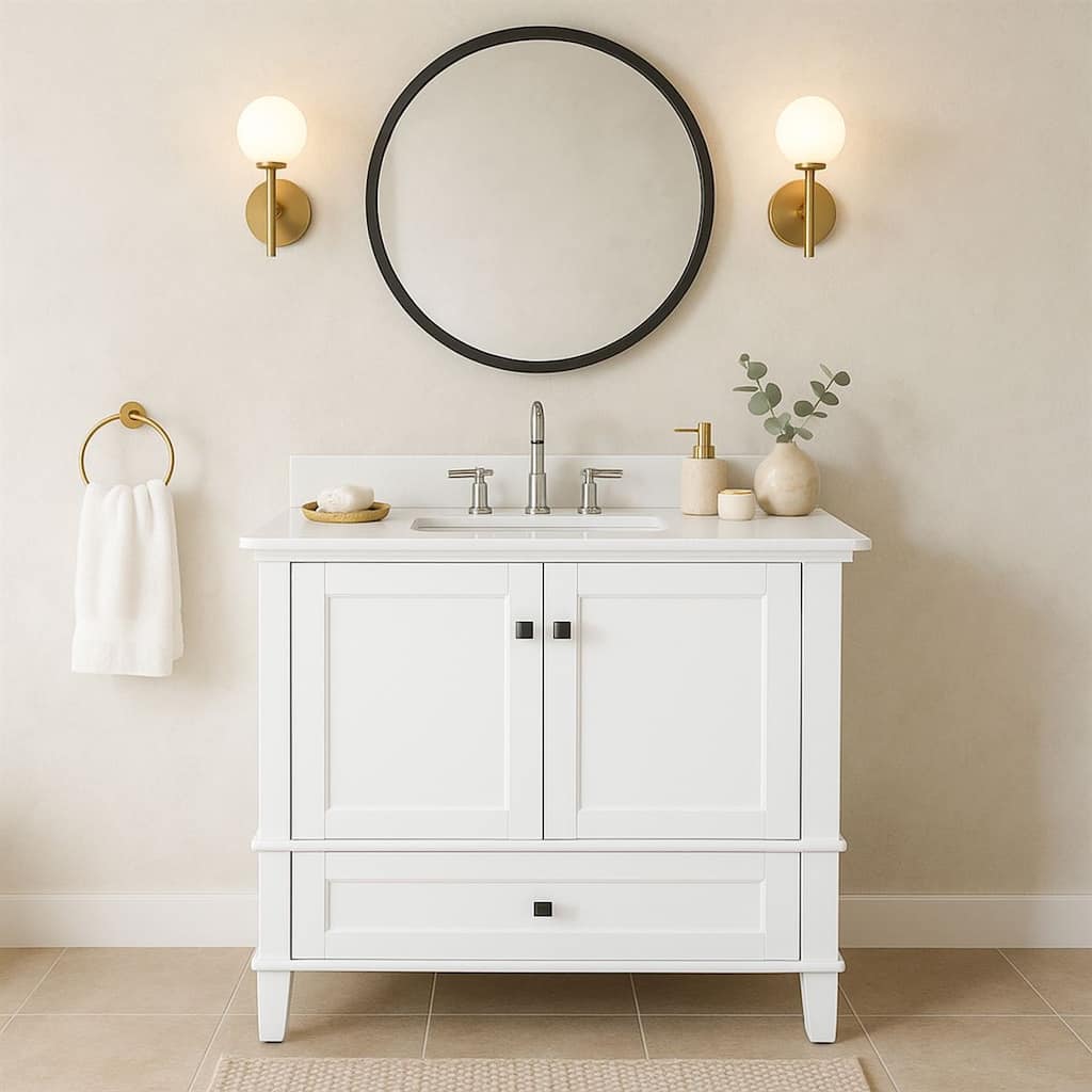 23" Round Metal Frame Mirror in Matte Black - 23