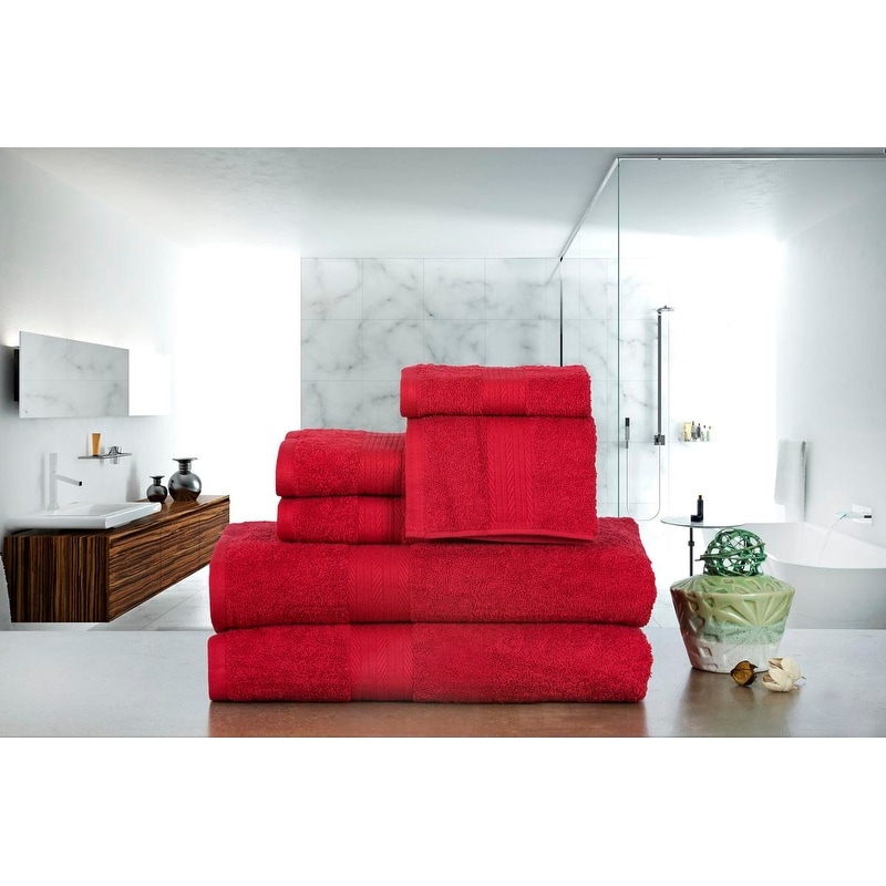 Ample Decor Premium Cotton 6 Pcs Towel Set 2 X Bath Hand Wash Towels Overstock 22119901