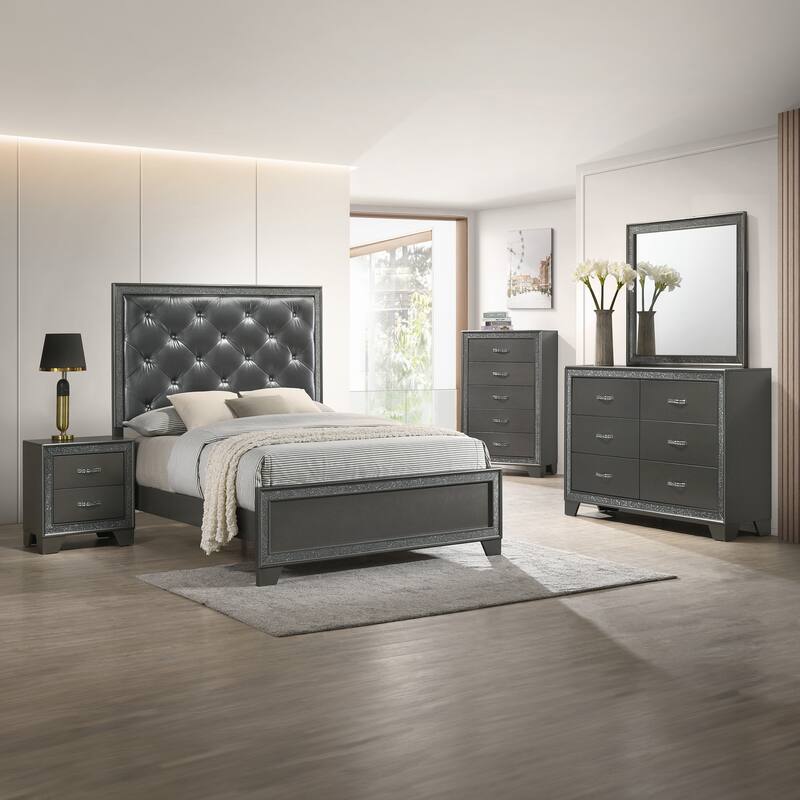 Contemporary 1pc Nightstand Sparkling Accent Bedside Storage