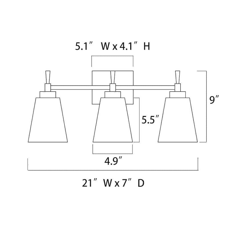 Matte Black 3-Light Modern Vanity Light with Clear Cone Glass Shades