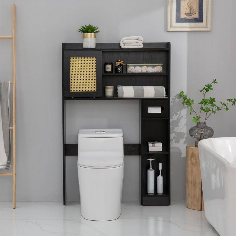 Over The Toilet Storage - 8"D x 35"W x 53"H - Black