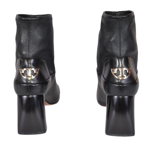 black nappa leather stretch ankle boots