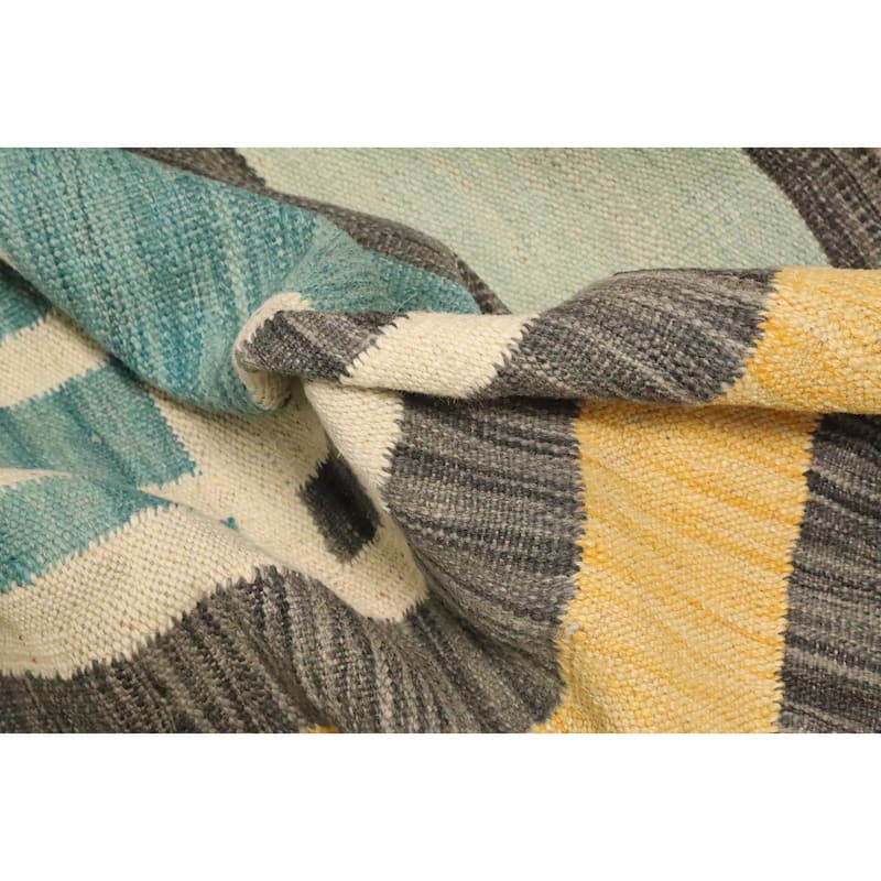 Hand Woven Oriental 100% Wool Carpet Southwestern Modern Multi-Colored Kilim Area Rug - 9' 9'' X 6' 10''