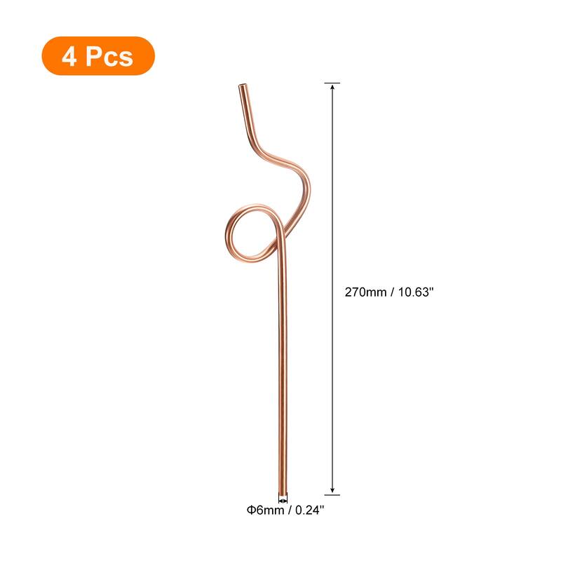 4Pcs 10.6" Curly Shape Stainless Steel Straws Reusable Metal Straw