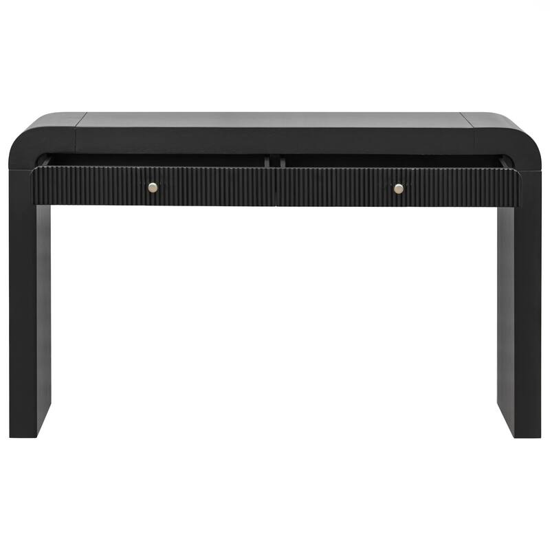 Console Table with Fluted Drawer Front, Entryway Table with Curved Corners , Sturdy Sofa Table for Hallway & Living Room