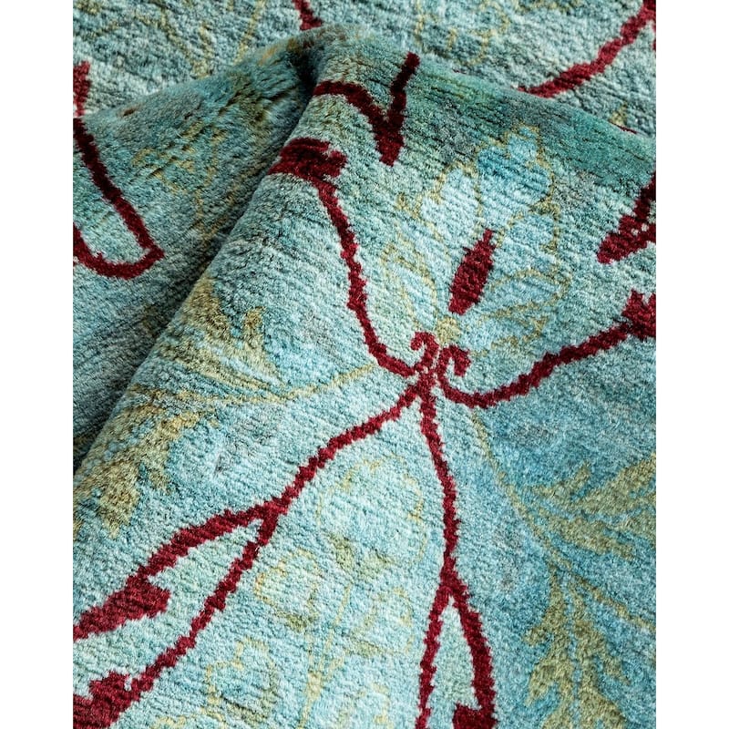 Overton Hand Knotted Wool Vintage Inspired Modern Contemporary Overdyed Blue Area Rug - 3' 2" x 5' 4"