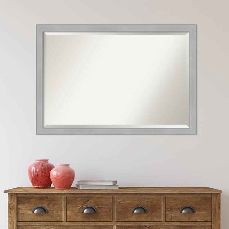Beveled Wall Mirror - Vista Brushed Nickel Narrow Frame - Vista Brushed Nickel Narrow