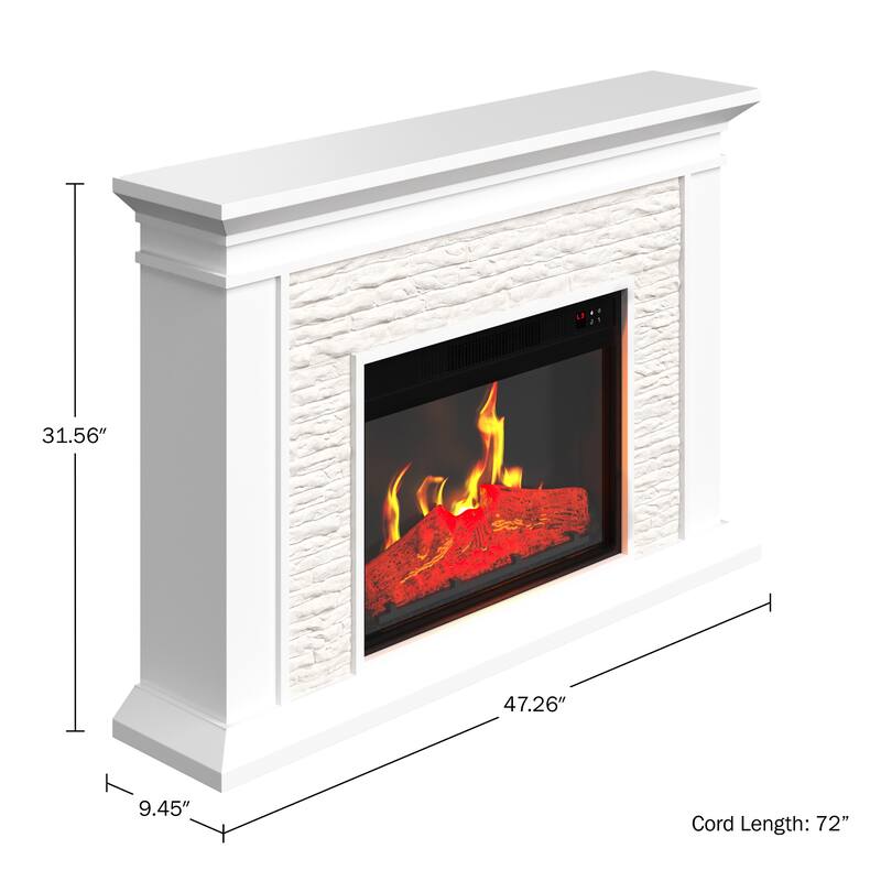 Northwest Electric Fireplace with Mantel, White