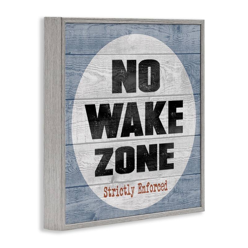 Stupell No Wake Zone Beach Plank Framed Giclee Texturized Art, 12 x 1.5 x 12, Made in USA