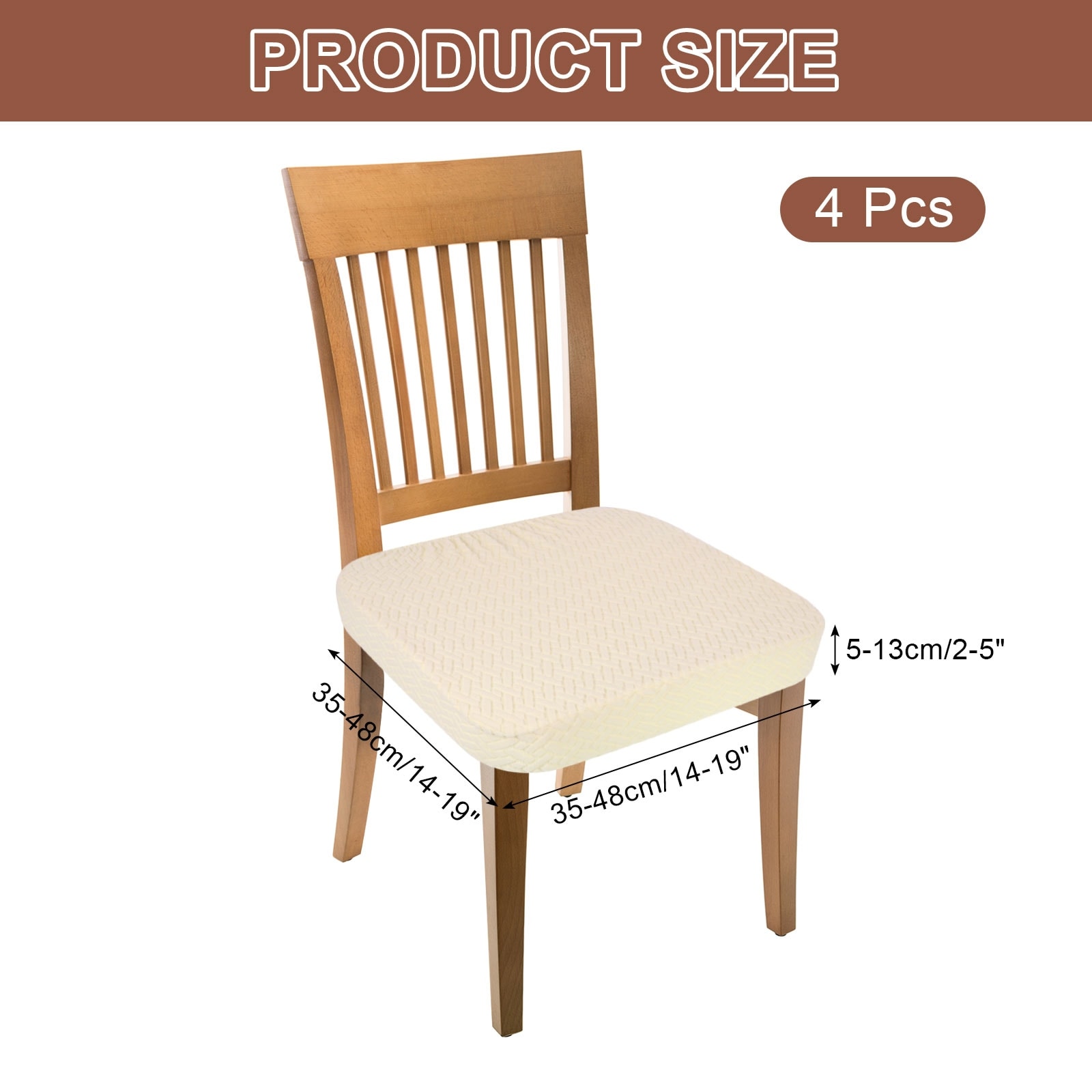 Stretch Jacquard Seat Covers, Dining Chair Seat Slipcover Washable Removable Cushion Protector