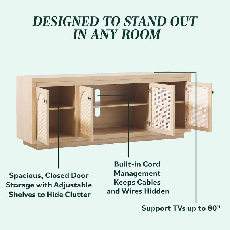 Middlebrook Contemporary TV Stand and Sideboard with Rattan Doors