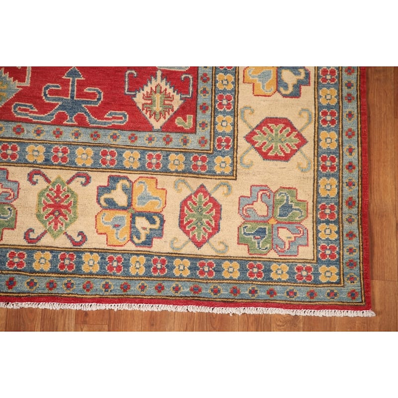 Geometric Kazak Oriental Area Rug Handmade Bedroom Wool Carpet - 6'7" x 10'0"