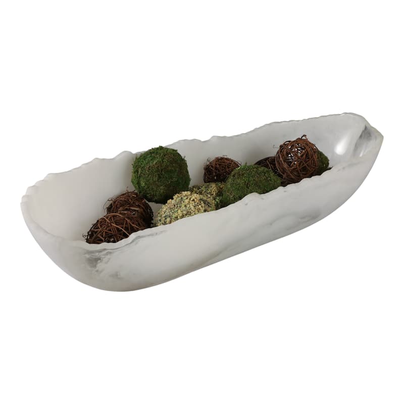 Resin Decorative Bowl Coastal Style Centerpiece Home Decor - 5" White - 23" x 9" x 5"