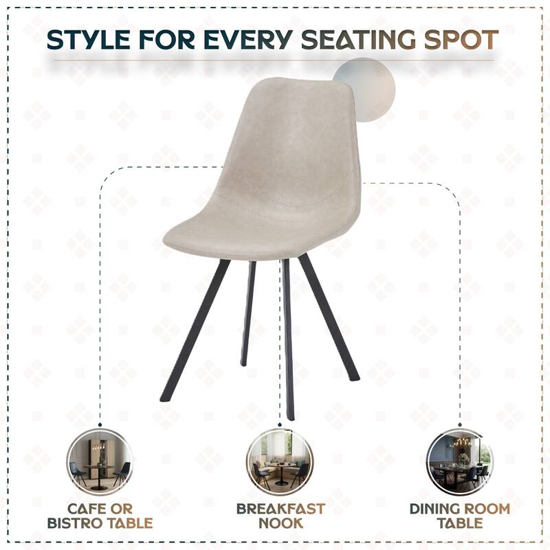 Markley Modern PU Leather Upholstered Ergonomic Mid-Back Accent Chair with Metal Legs for Home Kitchen or Living Room (Set of 4)