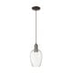preview thumbnail 9 of 34, Innovations Lighting Downtown Urban - Preston - 1 Light 6" Flute Shade Cord Hung Mini Pendant Clear/Oil Rubbed Bronze