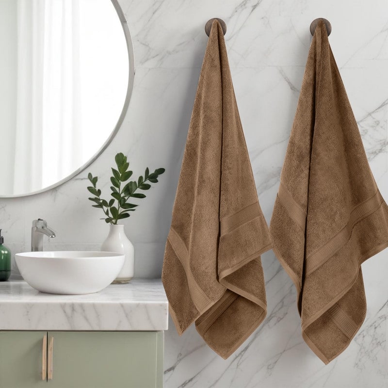 Superior Egyptian Cotton Pile Heavyweight Bath Towel Set of 2 - Latte