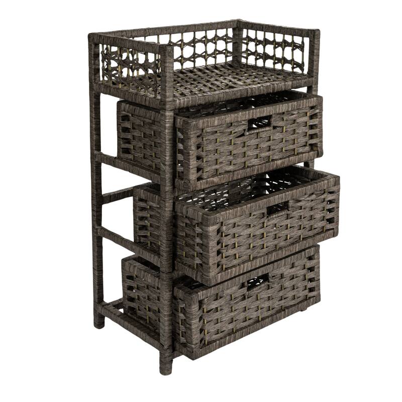 Household Essentials Woven 3 Drawer Chest with Cutout Handles