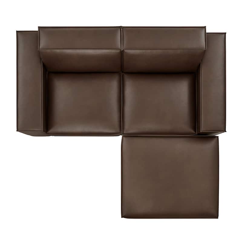 Restore 3-Piece Vegan Leather Modular Loveseat with Ottoman