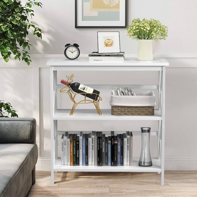 3-Tier Wooden Open Shelf Bookcase - 31" x 12.5" x34" (L x W x H)