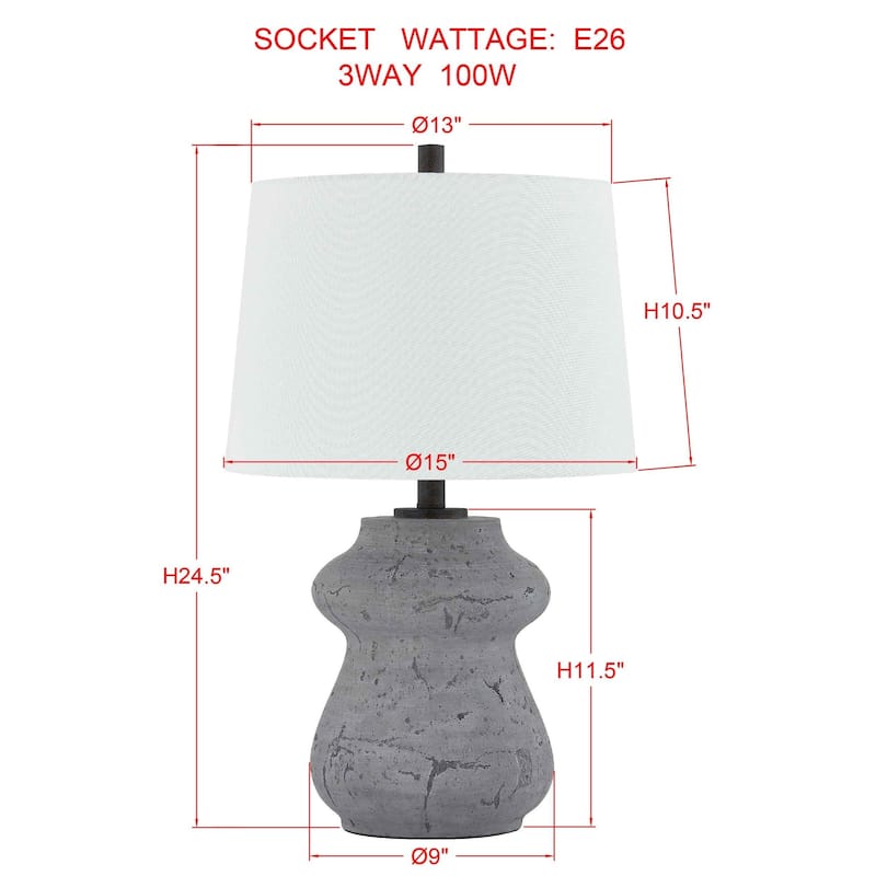 Mattia 25" Table Lamp with Linen Shade, Gray (Set of 2)