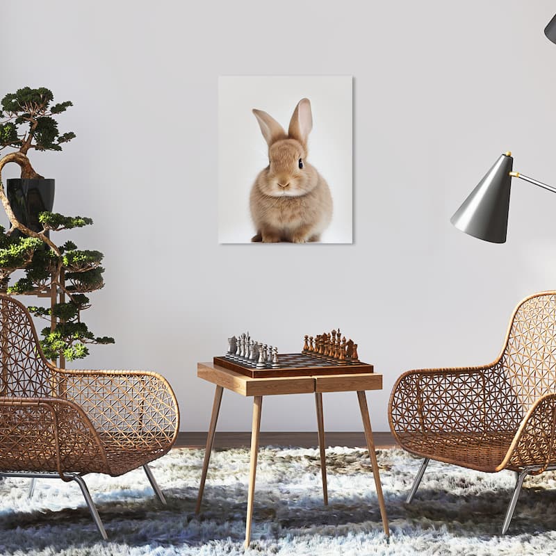 Wynwood Studio Canvas Animals Baby Animal Bunny Brown and Tan Modern & Contemporary Wall Art Canvas Print - Brown, White - 20 x 16