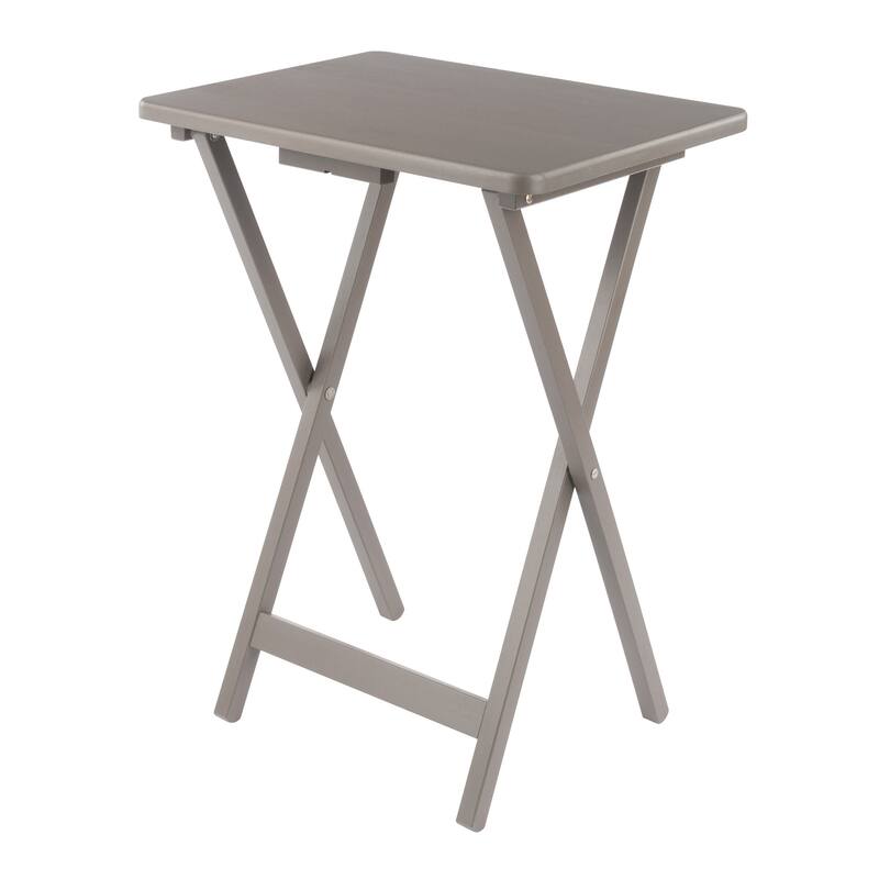 Alex 5-Pc Snack Table Set with Storage Stand Oyster Gray Finish