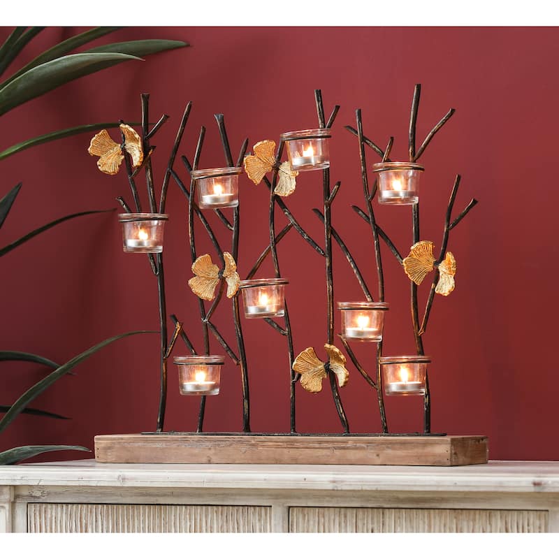 Rustic Black Metal Nature Tree Branches Tabletop Tea Light Holder - 18.3" H x 19" W x 4.25" D