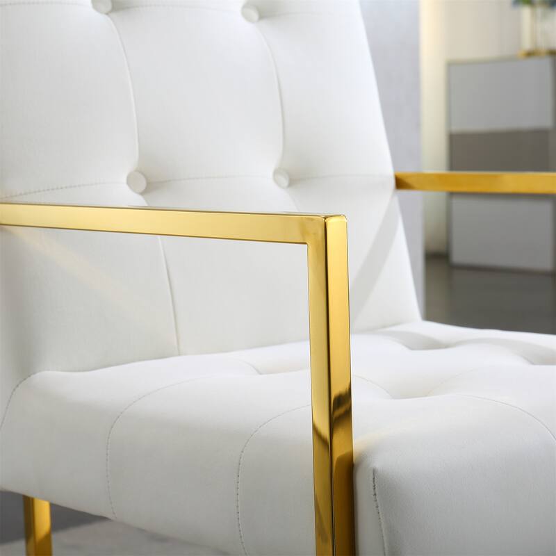 Velvet Dining Chair Tufted Design and Silver Finish Stainless Base