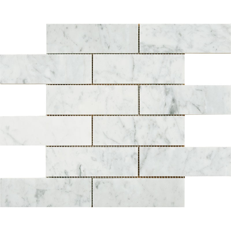Carrara Marble 2" x 6" Brick Polished Mosiac Tile